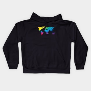 world map, rainbow colors Kids Hoodie